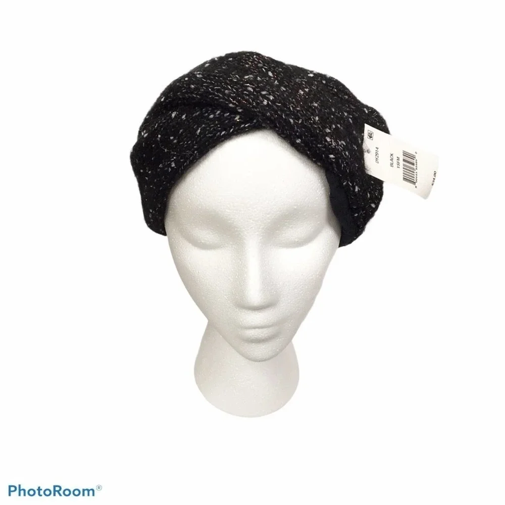 DKNY fleece lined head band speckled black
